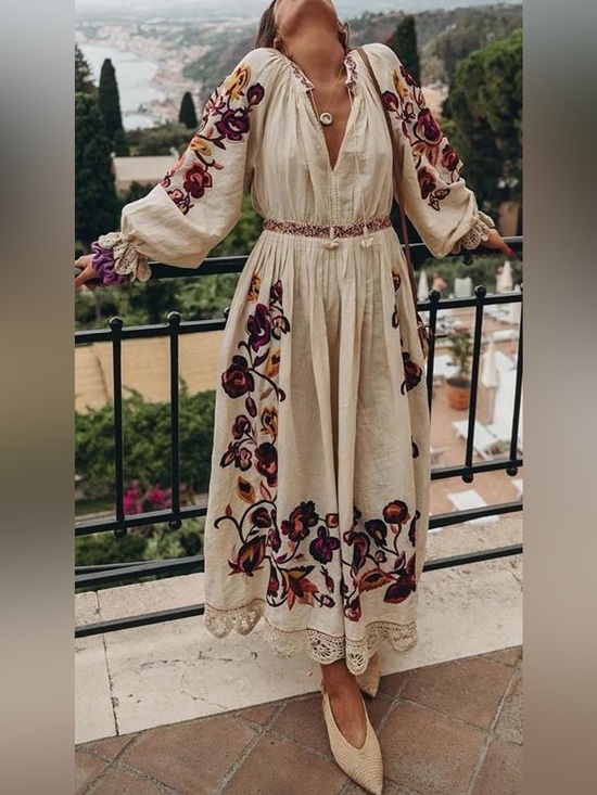 Ulla Johnson Dresses & Skirts - Ulla Johnson Bohemian Embroidered Floral Midi Linen Cotton Dress, Women's Size 2